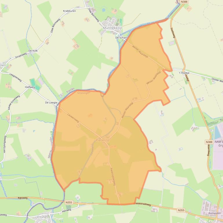 Kaart van postcodegebied 9844.