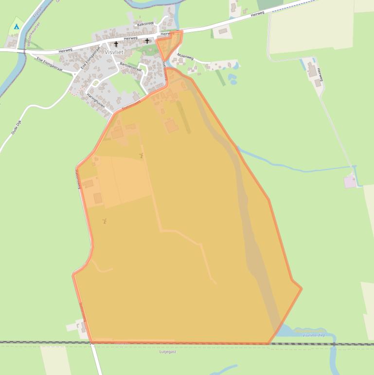 Kaart van postcodegebied 9845AJ.