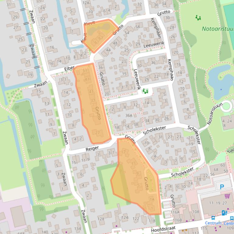 Kaart van postcodegebied 9861AW.