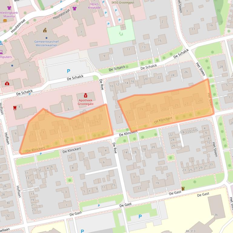 Kaart van postcodegebied 9861BH.