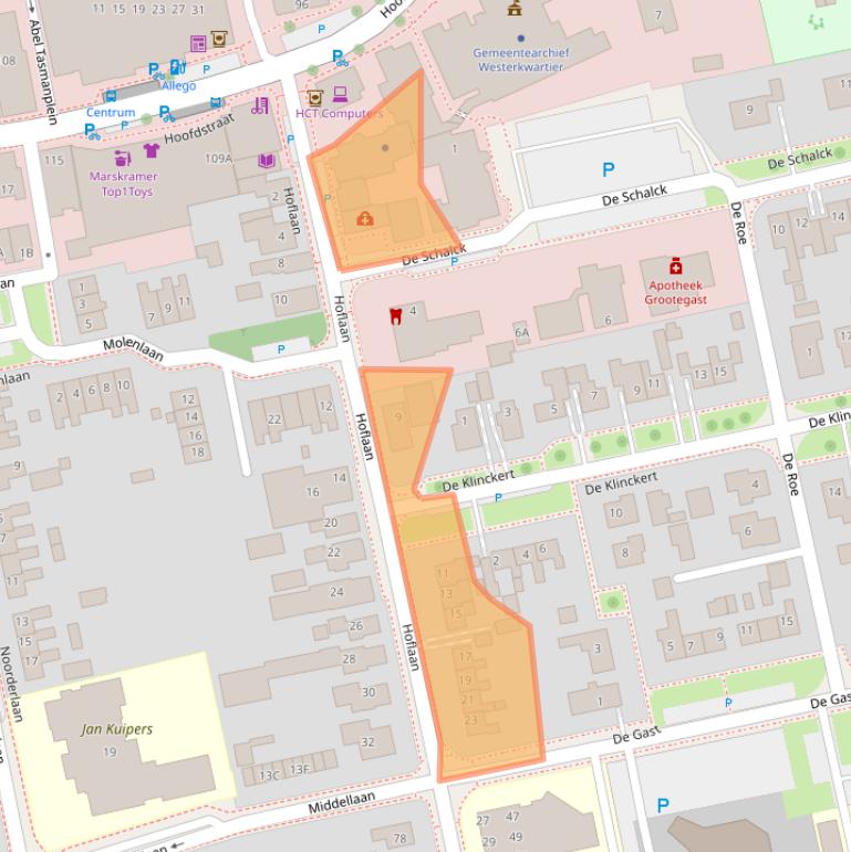 Kaart van postcodegebied 9861BN.