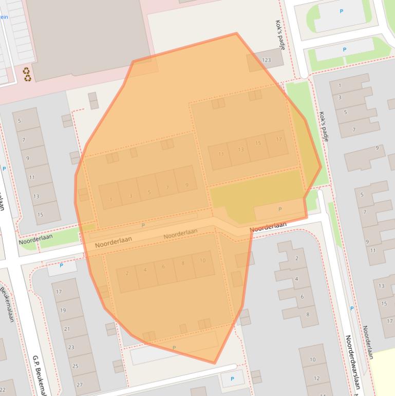 Kaart van postcodegebied 9861CK.