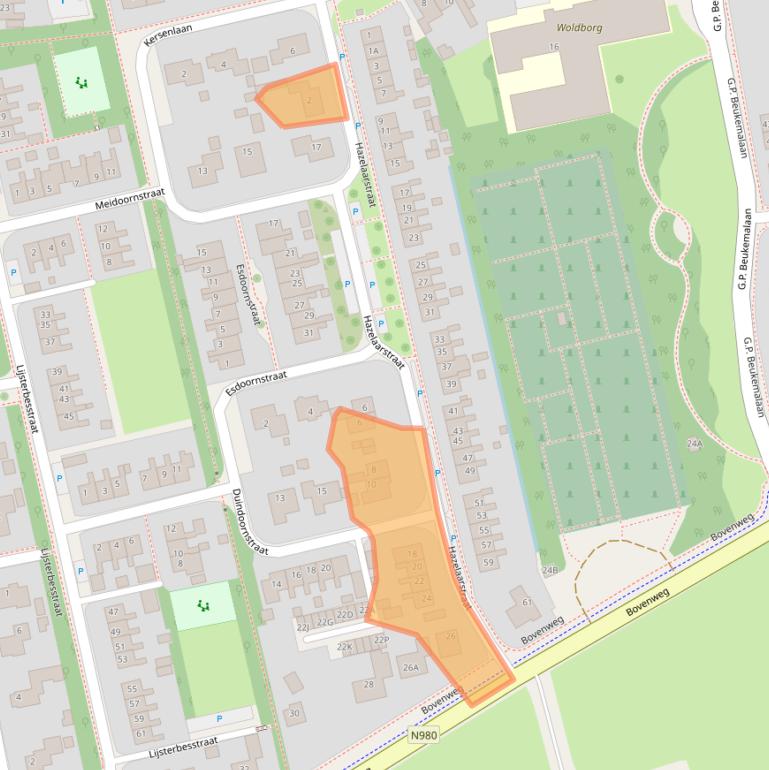 Kaart van postcodegebied 9861CV.