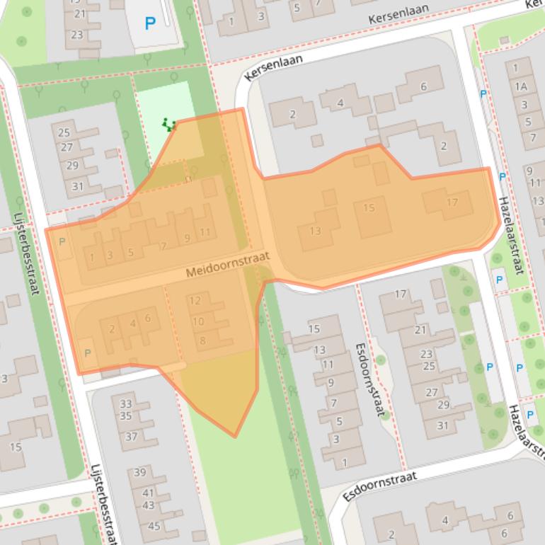 Kaart van postcodegebied 9861CW.