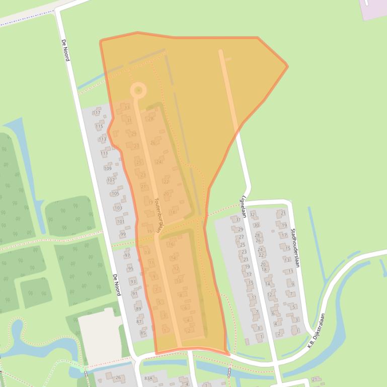 Kaart van postcodegebied 9861DB.