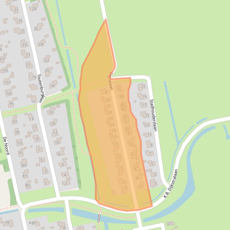 Kaart van postcodegebied 9861DE.