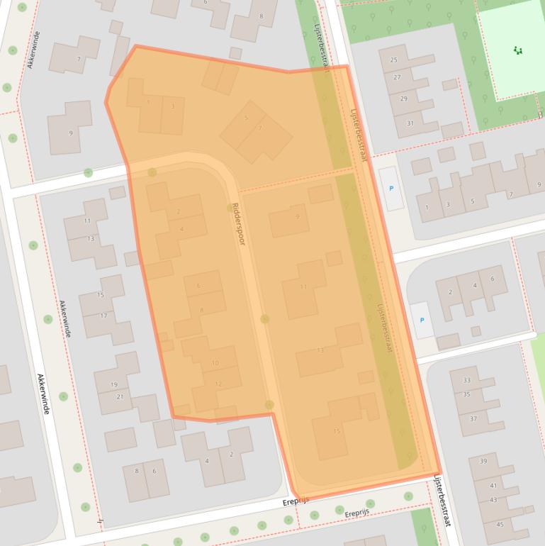 Kaart van postcodegebied 9861ER.