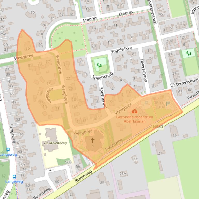 Kaart van postcodegebied 9861ES.