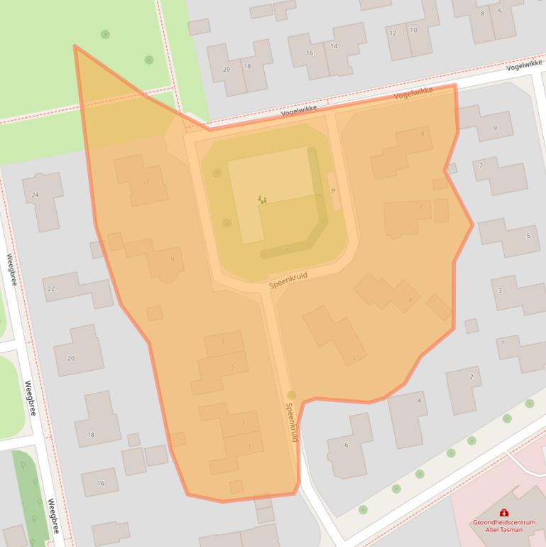 Kaart van postcodegebied 9861EW.