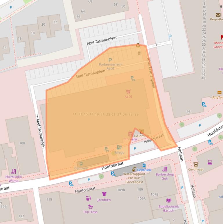 Kaart van postcodegebied 9861JB.