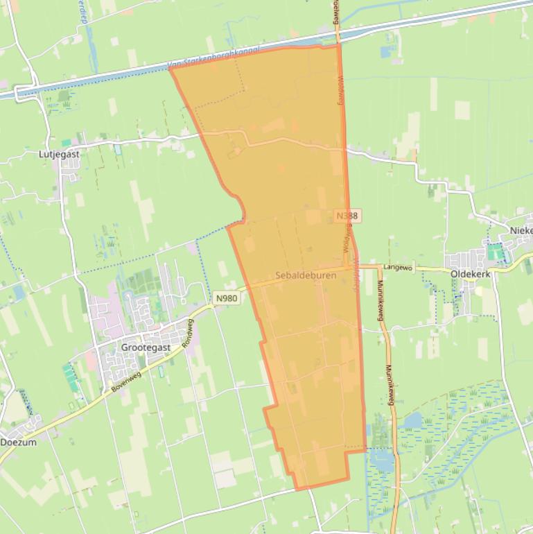 Kaart van postcodegebied 9862.