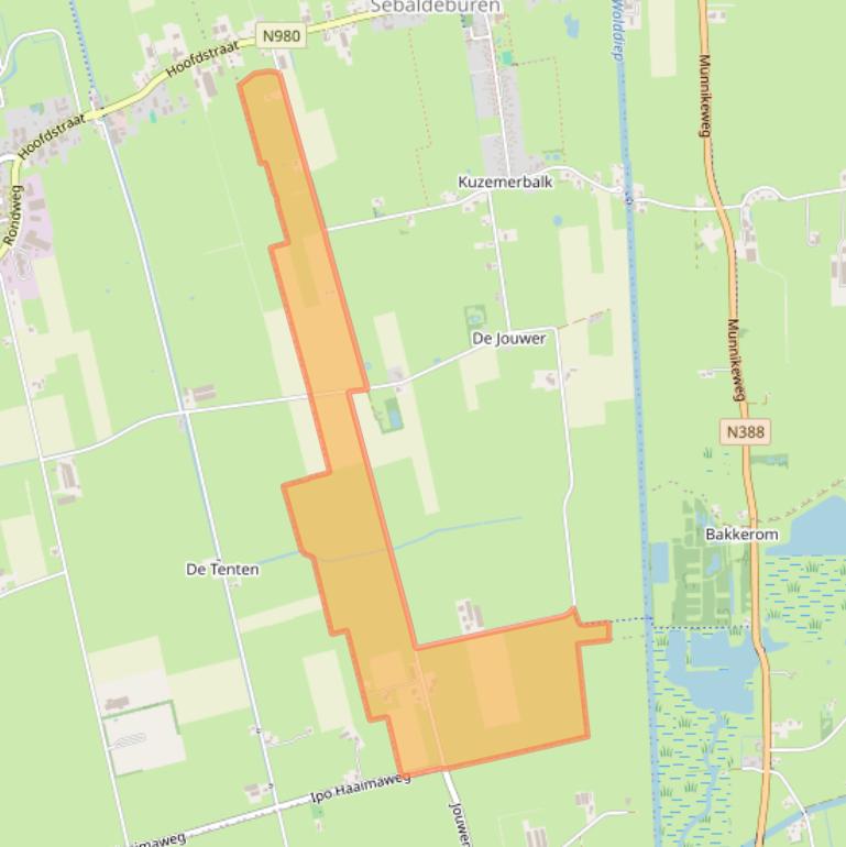 Kaart van postcodegebied 9862TA.