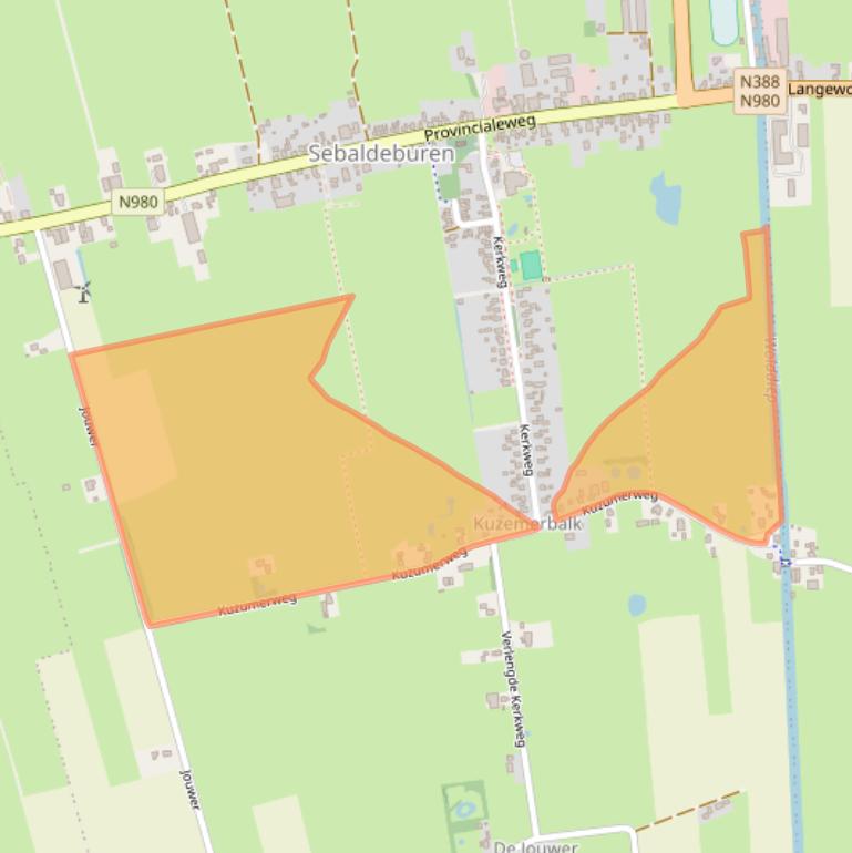 Kaart van postcodegebied 9862TC.