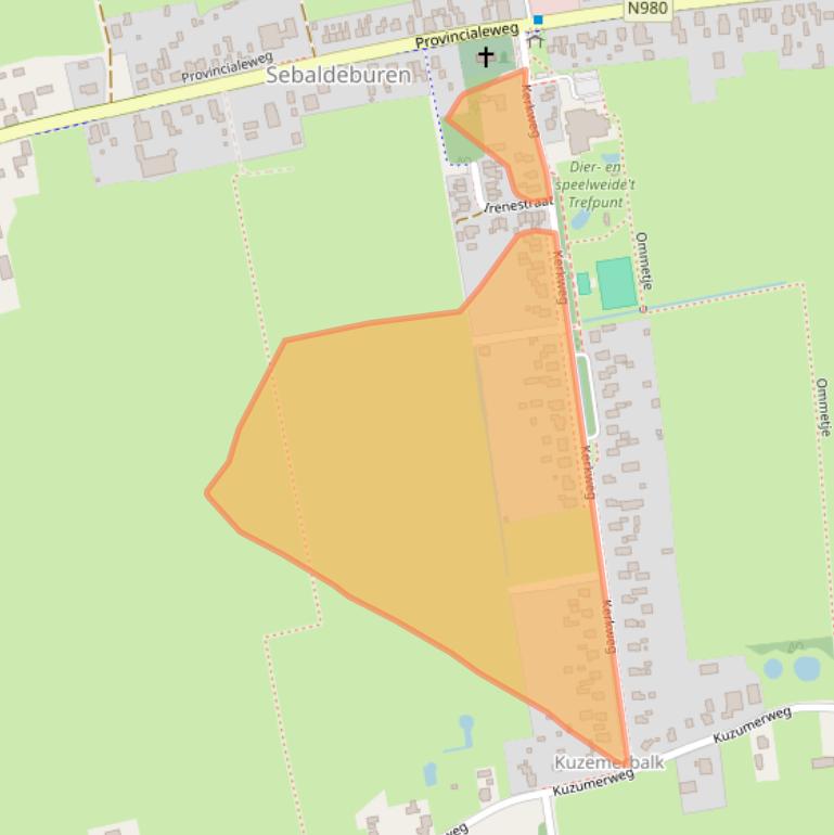 Kaart van postcodegebied 9862TJ.