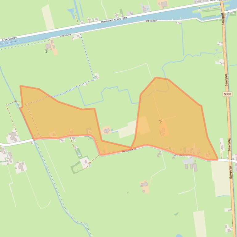 Kaart van postcodegebied 9862TN.