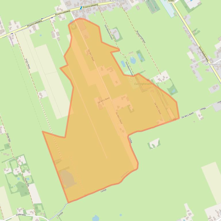 Kaart van postcodegebied 9864TA.