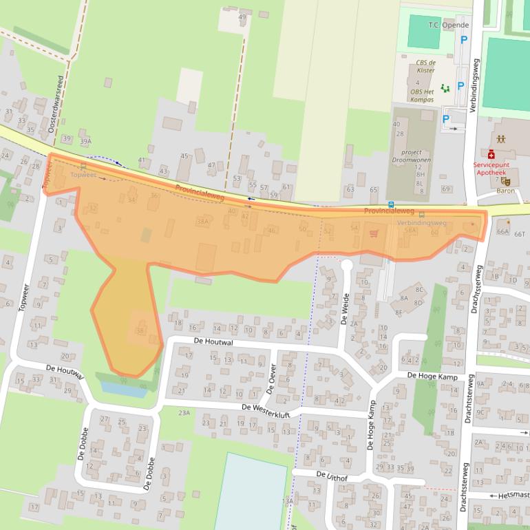 Kaart van postcodegebied 9865AJ.