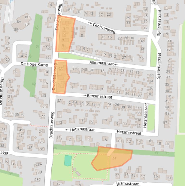 Kaart van postcodegebied 9865AS.
