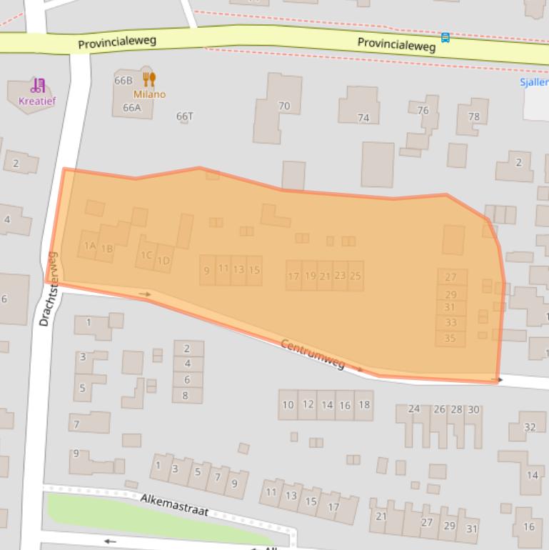 Kaart van postcodegebied 9865BA.