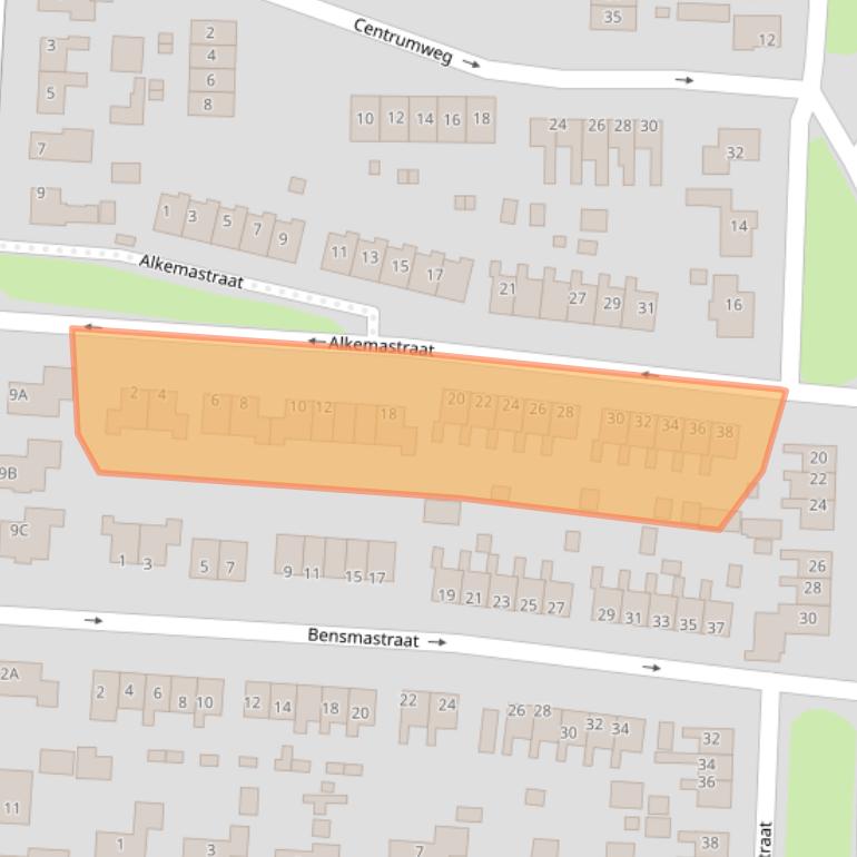 Kaart van postcodegebied 9865BD.