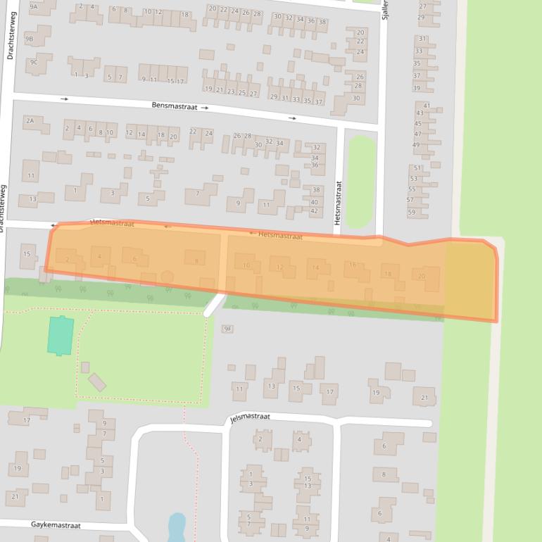 Kaart van postcodegebied 9865BK.