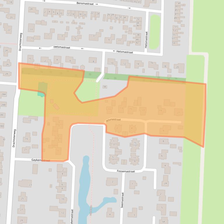 Kaart van postcodegebied 9865CB.