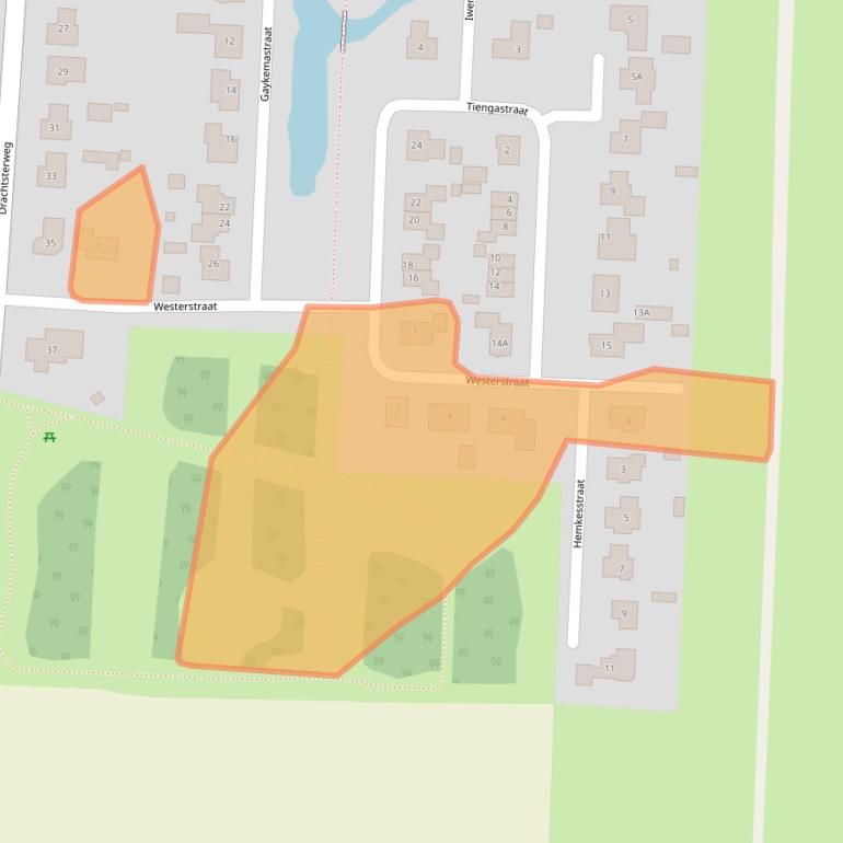 Kaart van postcodegebied 9865CE.