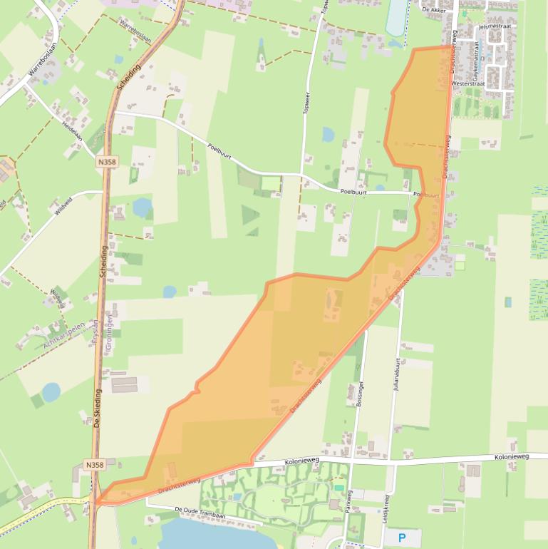 Kaart van postcodegebied 9865VJ.