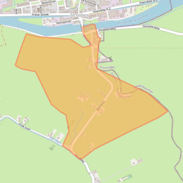 Kaart van postcodegebied 9872TJ.