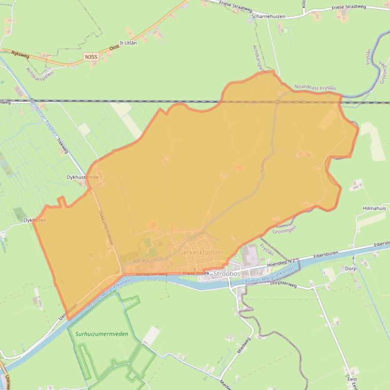 Kaart van postcodegebied 9873.