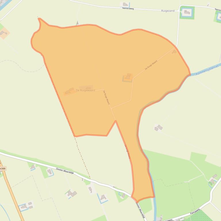 Kaart van postcodegebied 9881TC.