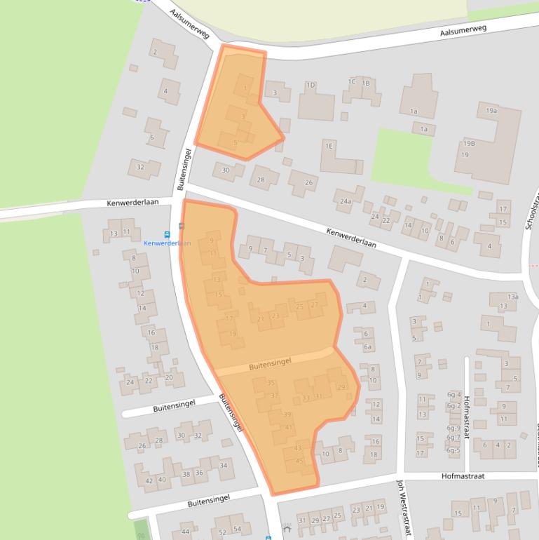 Kaart van postcodegebied 9883SC.