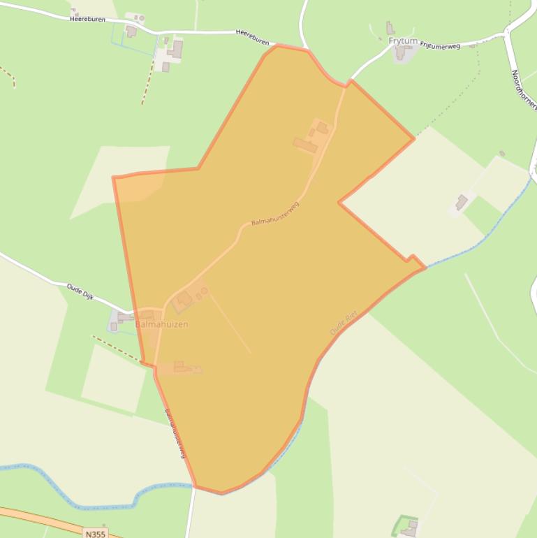 Kaart van postcodegebied 9884TE.