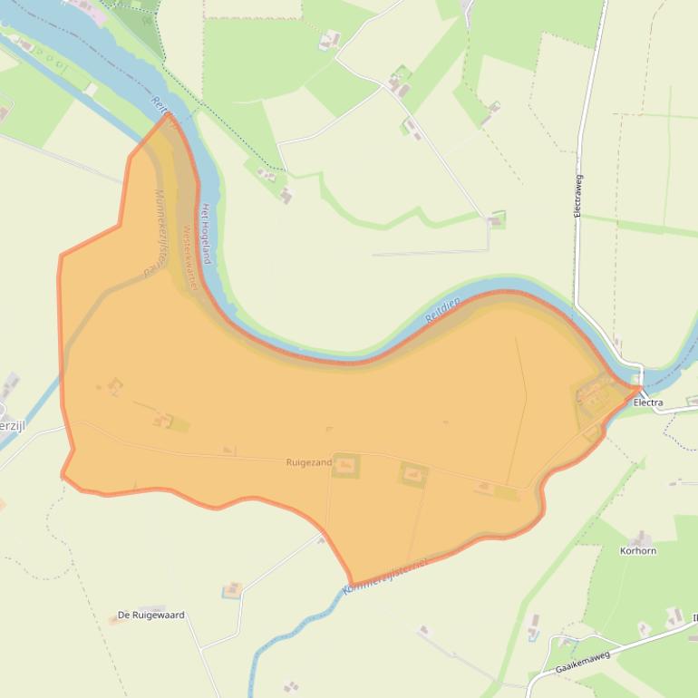 Kaart van postcodegebied 9885TA.