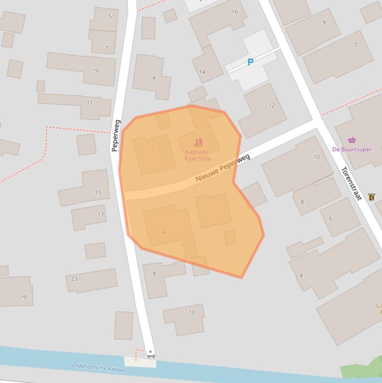 Kaart van postcodegebied 9891AJ.