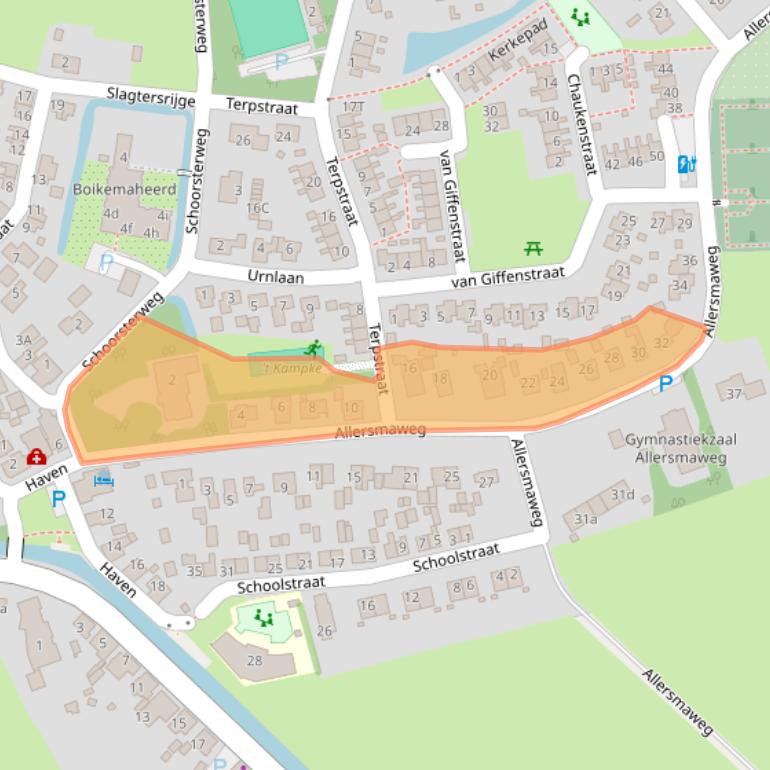 Kaart van postcodegebied 9891BC.