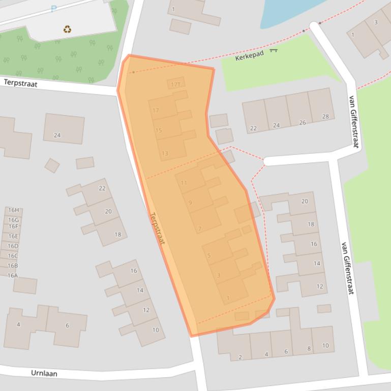 Kaart van postcodegebied 9891BG.