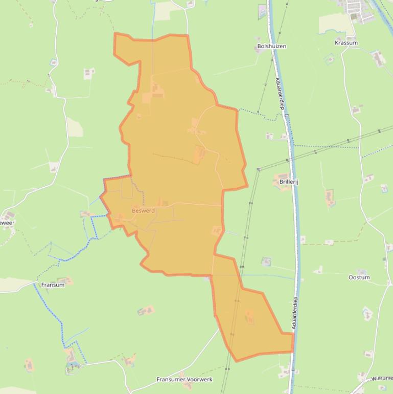 Kaart van postcodegebied 9892TB.