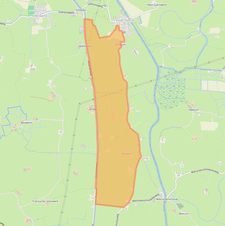 Kaart van postcodegebied 9893TB.