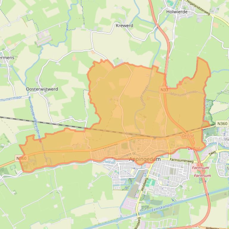 Kaart van postcodegebied 9901.