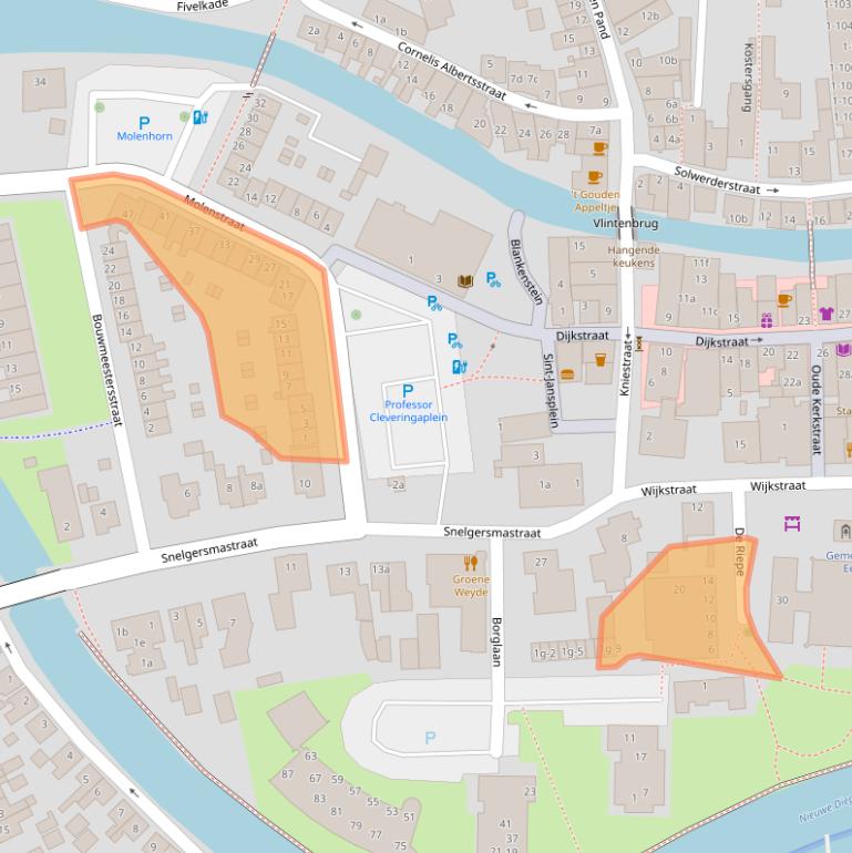 Kaart van postcodegebied 9901AC.