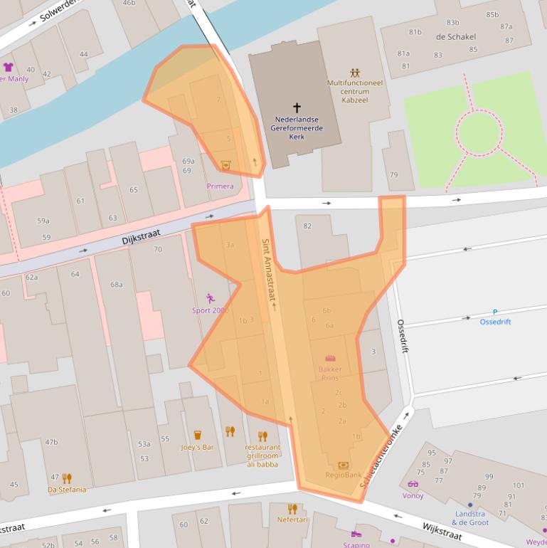 Kaart van postcodegebied 9901AW.