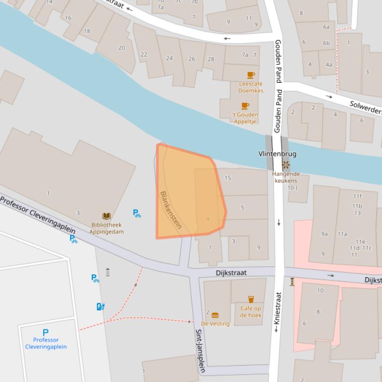 Kaart van postcodegebied 9901AX.