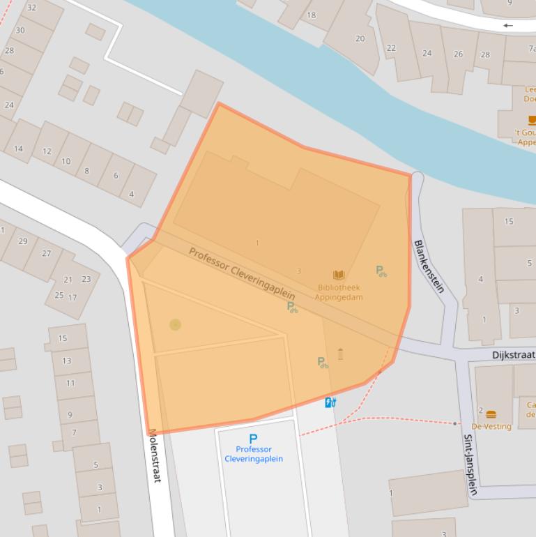 Kaart van postcodegebied 9901AZ.