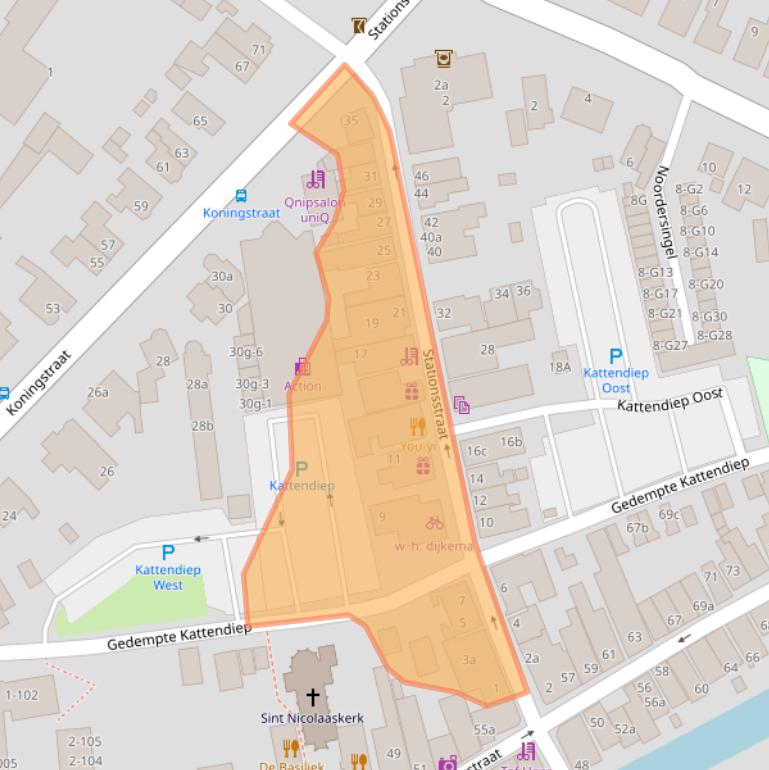 Kaart van postcodegebied 9901BL.