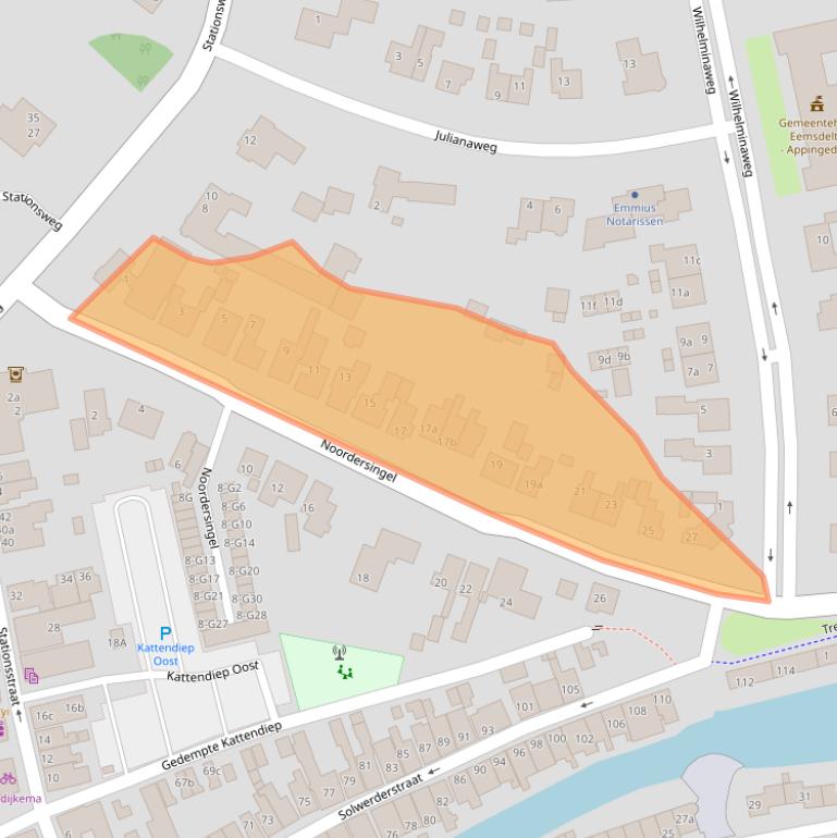 Kaart van postcodegebied 9901BN.