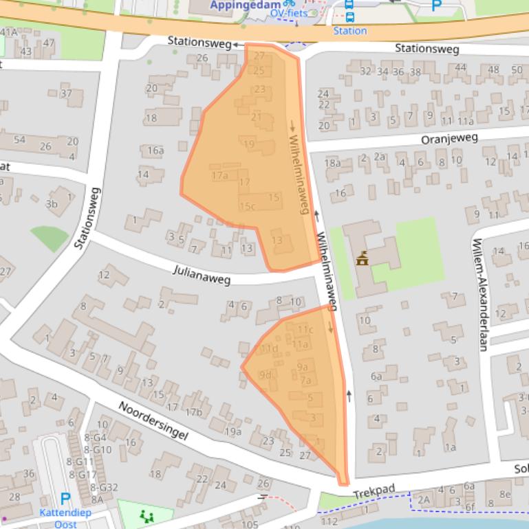 Kaart van postcodegebied 9901CL.