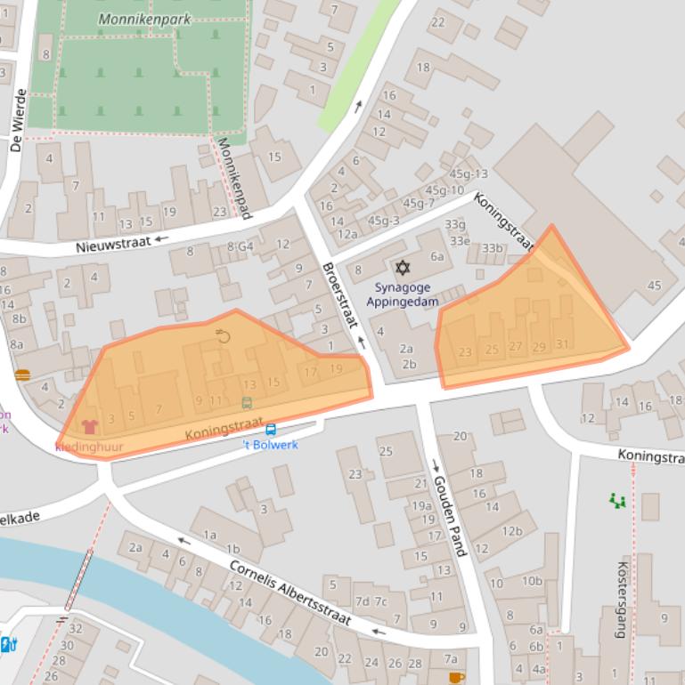 Kaart van postcodegebied 9901EC.