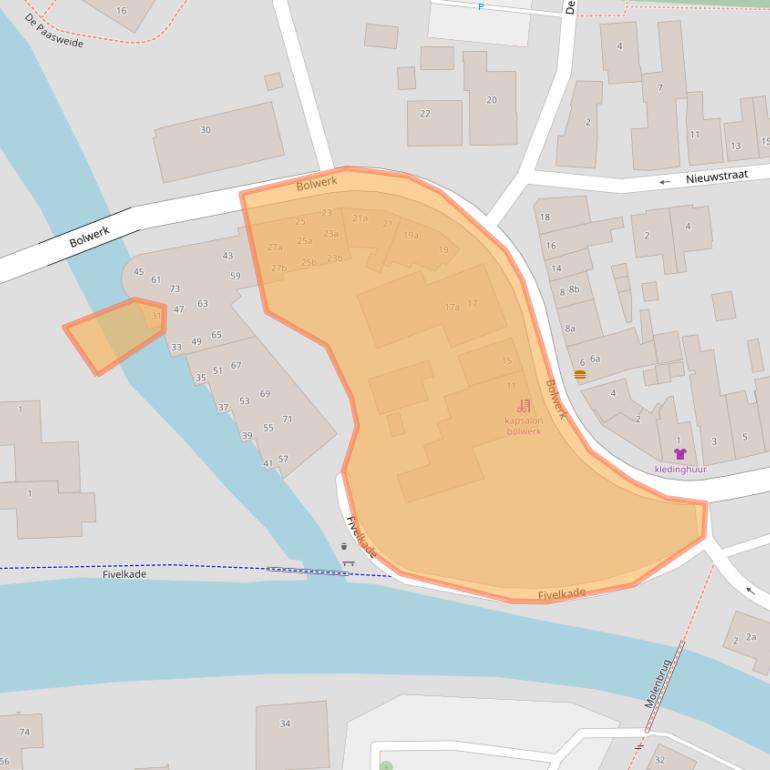 Kaart van postcodegebied 9901GA.