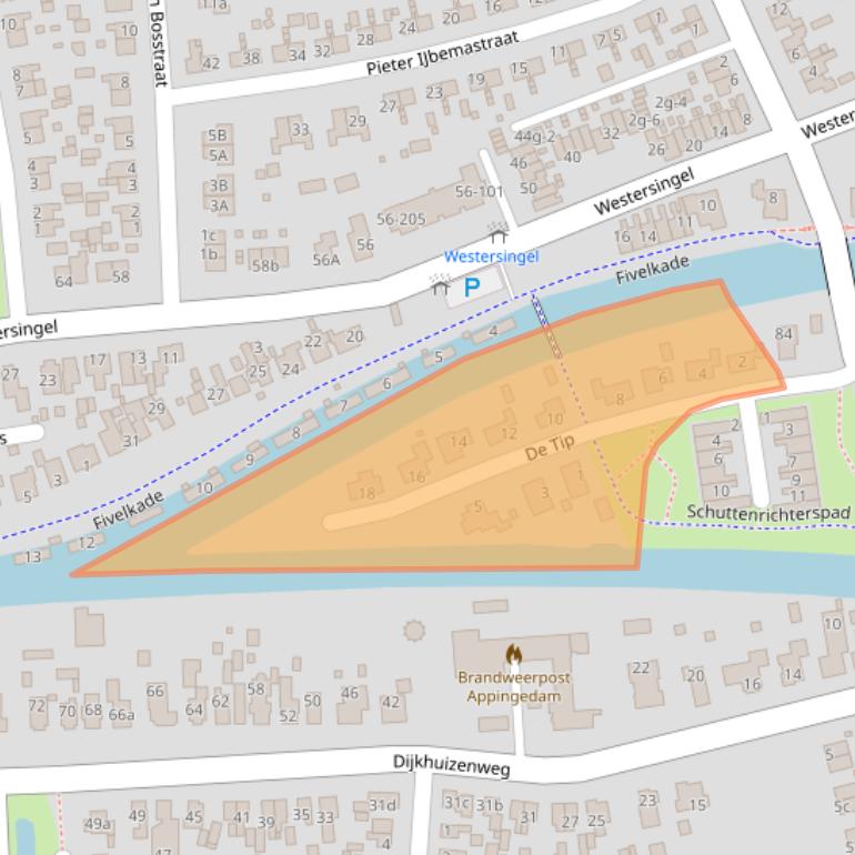 Kaart van postcodegebied 9901KE.